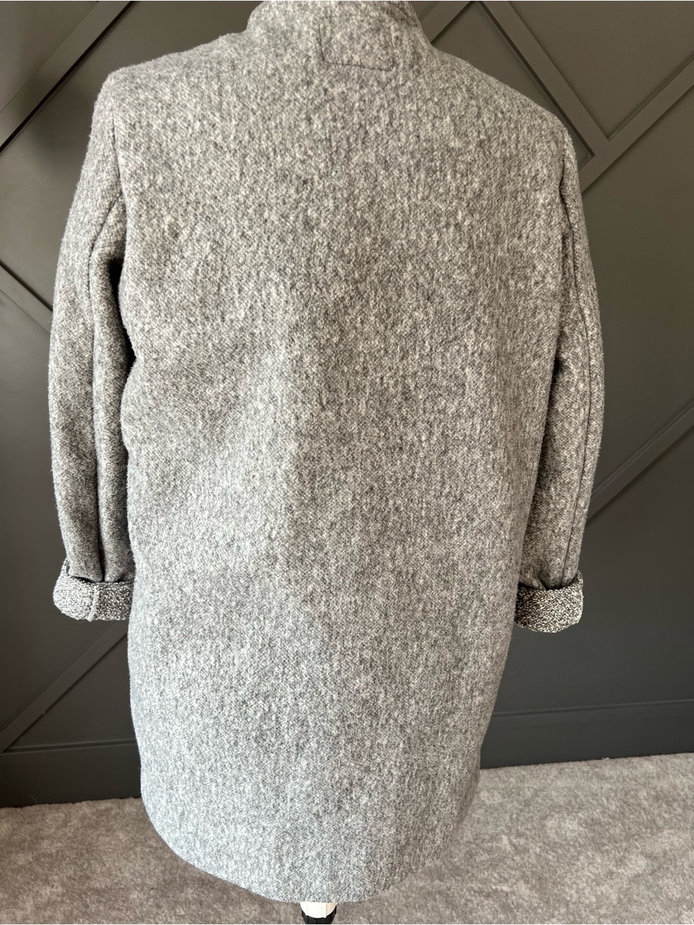 Old Navy Light Gray Wool-Blend Pea Coat - Picture 3 of 10
